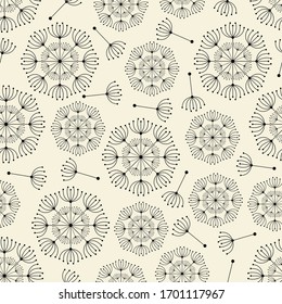 Dandelion seamless pattern. Vintage elegant texture. Vector illustration.