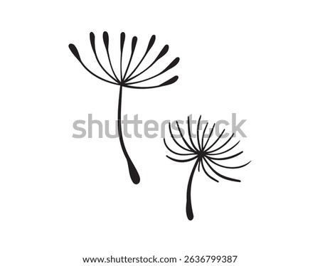 dandelion seed blown in the wind icon doodle hand drawn. Outline drawing dandelion seed line clipart symbol. Vector illustration