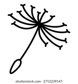 Icono de semilla de diente de león con pelusa volando en el viento