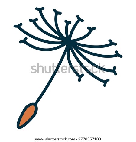 Dandelion seed icon with fluff flying in the wind