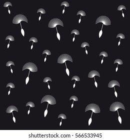 Dandelion seeds on black background. Vector illustration.