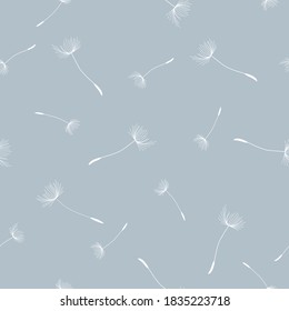 semillas de diente de león sobre fondo gris, patrón sin soldadura