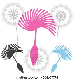 Dandelion with seeds on white background. Vector illustration.