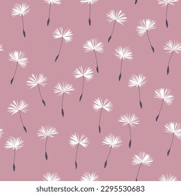 Dandelion seeds pattern. Blowball pattern. Dandelion seamless vector pattern. Vector illustration. Poster, cover, wallpaper, design, packaging.