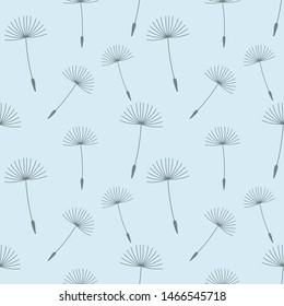 Semillas de diente de león sin patrón azul. Ilustración vectorial.
