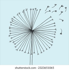 Dandelion sign illustration image. 
Hand drawn image artwork of dandelion. 
Simple cute original logo.
Hand drawn vector illustration for posters, cards, t-shirts.