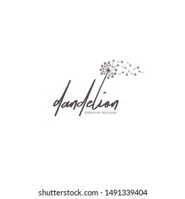 Dandelion Signature Blowing away luxury elegant logo vector illustration