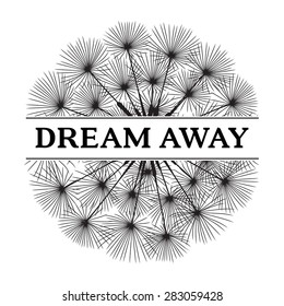 Dandelion silhouette flower. Elegant design for your dreams. Vector illustration.