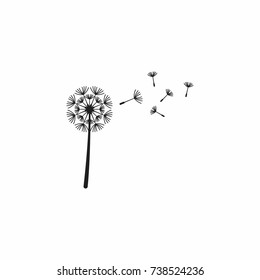 Dandelion Silhouette Vector.