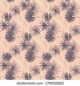 Las siluetas de Dandelion abstraen un patrón sin fisuras. Fondo rosa claro con elementos de flores violetas. Ideal para envolver papel, textil, papel de tela y papel pintado. Ilustración vectorial.