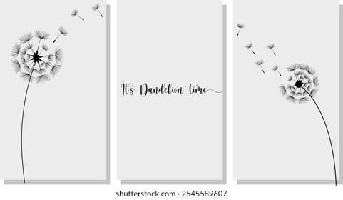 It's Dandelion time. Vector illustration dandelion seed blowing in the wind.
