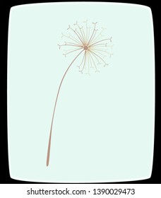 Dandelion vector art - Earth tone single bloom on a soft blue background
