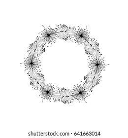 Dandelion vector frame with hand drawn illustration elements
