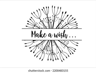 dandelion vector hand drawn design vector make a wish