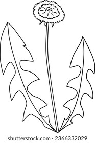 Dandelion vector icon, black and white doodle
