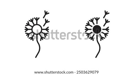 Dandelion vector icon in solid and outline style