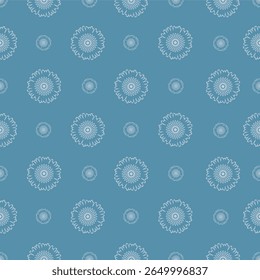 Dandelion vector illustration on blue background, seamless pattern suitable for fabric texture
