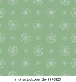 Dandelion vector illustration on green background, seamless pattern suitable for fabric texture
