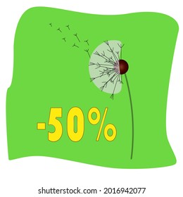 Imagen vectorial de Dandelion para diseño publicitario de descuento.