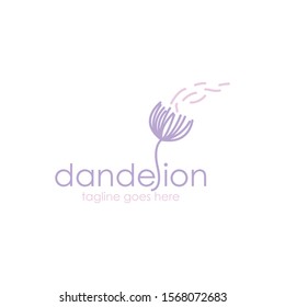 Dandelion vector logo template design with feminine and beauty logo concept suitable for home spa, salon, home decor, make up, fashion, or event organizer company