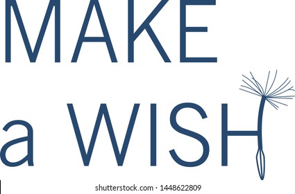 Dandelion vector. Make a Wish. Simple minimalist style.