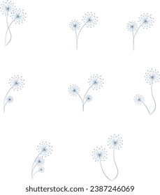Dandelion vector. Make a Wish. Simple minimalist style. Blue dandelion on dark background.