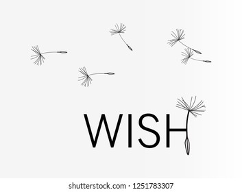 Dandelion vector. Wish. Simple minimalist style.