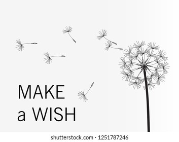 Dandelion vector. Wish. Simple minimalist style.