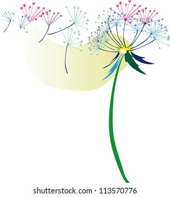 Dandelion in the wind. Vector background