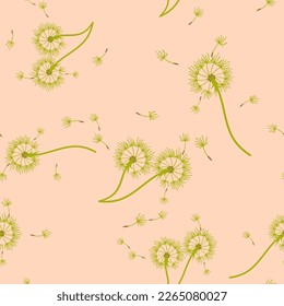 Dandelion for your design in abstract style. Abstract beautiful background. Natural background. Vector fabric texture. Floral seamless pattern in bloom. Modern art design.