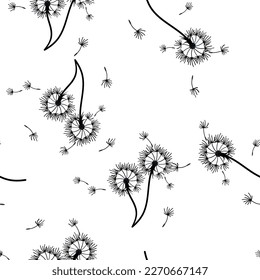 Dandelion for your design in abstract style. Abstract beautiful background. Natural background. Vector fabric texture. Floral seamless pattern in bloom. Modern art design.