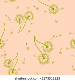 Dandelion for your design in abstract style. Abstract beautiful background. Natural background. Vector fabric texture. Floral seamless pattern in bloom. Modern art design.