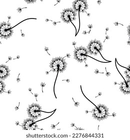 Dandelion for your design in abstract style. Abstract beautiful background. Natural background. Vector fabric texture. Floral seamless pattern in bloom. Modern art design.