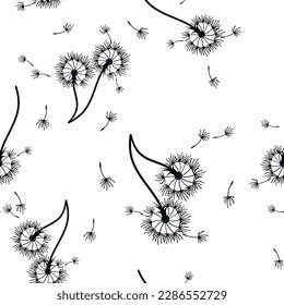 Dandelion for your design in abstract style. Abstract beautiful background. Natural background. Vector fabric texture. Floral seamless pattern in bloom. Modern art design.