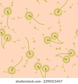 Dandelion for your design in abstract style. Abstract beautiful background. Natural background. Vector fabric texture. Floral seamless pattern in bloom. Modern art design.