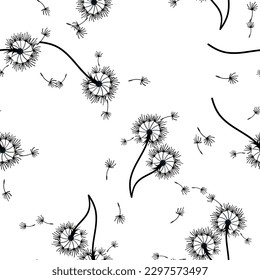 Dandelion para tu diseño en estilo abstracto. Resumen de un bello fondo. Fondo natural. Textura de tela vectorial. Patrón floral sin fisuras en flor. Diseño de arte moderno.