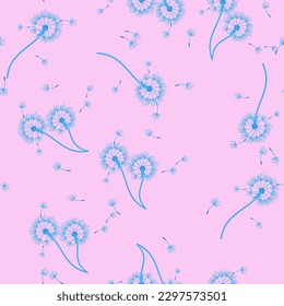 Dandelion for your design in abstract style. Abstract beautiful background. Natural background. Vector fabric texture. Floral seamless pattern in bloom. Modern art design.