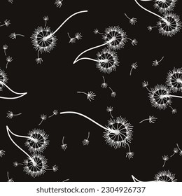 Dandelion for your design in abstract style. Abstract beautiful background. Natural background. Vector fabric texture. Floral seamless pattern in bloom. Modern art design.