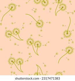 Dandelion para tu diseño en estilo abstracto. Resumen de un bello fondo. Fondo natural. Textura de tela vectorial. Patrón floral sin fisuras en flor. Diseño de arte moderno.