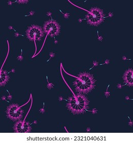 Dandelion para tu diseño en estilo abstracto. Resumen de un bello fondo. Fondo natural. Textura de tela vectorial. Patrón floral sin fisuras en flor. Diseño de arte moderno.
