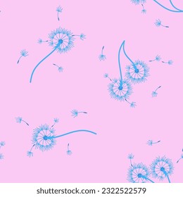 Dandelion for your design in abstract style. Abstract beautiful background. Natural background. Vector fabric texture. Floral seamless pattern in bloom. Modern art design.
