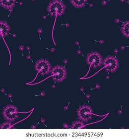 Dandelion para tu diseño en estilo abstracto. Resumen de un bello fondo. Fondo natural. Textura de tela vectorial. Patrón floral sin fisuras en flor. Diseño de arte moderno.