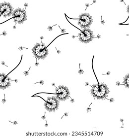 Dandelion for your design in abstract style. Abstract beautiful background. Natural background. Vector fabric texture. Floral seamless pattern in bloom. Modern art design.