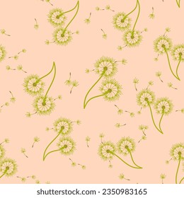 Dandelion for your design in abstract style. Abstract beautiful background. Natural background. Vector fabric texture. Floral seamless pattern in bloom. Modern art design.