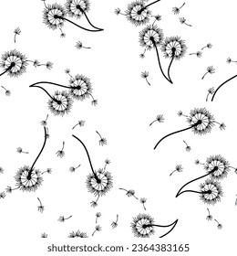 Dandelion for your design in abstract style. Abstract beautiful background. Natural background. Vector fabric texture. Floral seamless pattern in bloom. Modern art design.