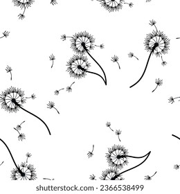 Dandelion para tu diseño en estilo abstracto. Resumen de un bello fondo. Fondo natural. Textura de tela vectorial. Patrón floral sin fisuras en flor. Diseño de arte moderno.