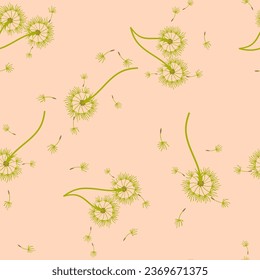 Dandelion for your design in abstract style. Abstract beautiful background. Natural background. Vector fabric texture. Floral seamless pattern in bloom. Modern art design.