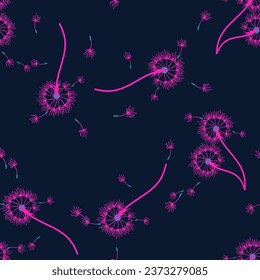 Dandelion for your design in abstract style. Abstract beautiful background. Natural background. Vector fabric texture. Floral seamless pattern in bloom. Modern art design.