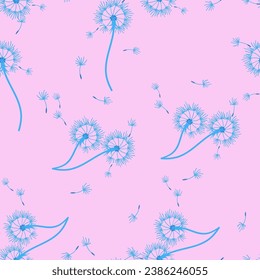 Dandelion for your design in abstract style. Abstract beautiful background. Natural background. Vector fabric texture. Floral seamless pattern in bloom. Modern art design.