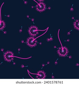 Dandelion for your design in abstract style. Abstract beautiful background. Natural background. Vector fabric texture. Floral seamless pattern in bloom. Modern art design.